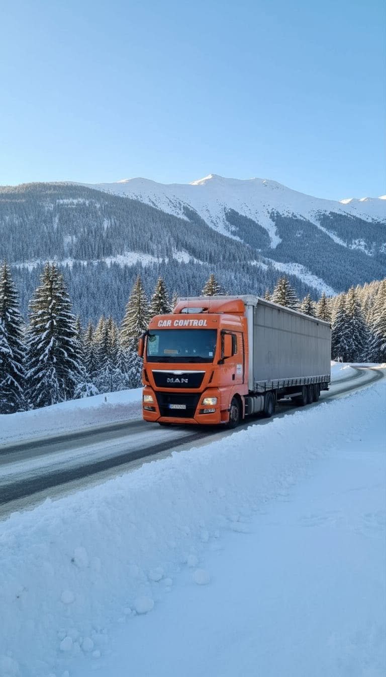 Car Control kamion na zavejanom planinskom putu